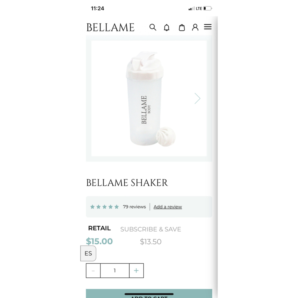 Bellame Body Shaker Bottle White - Picture 4 of 6